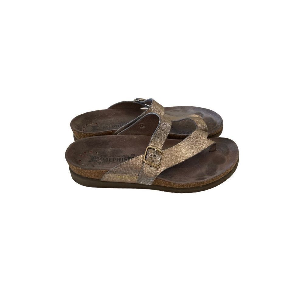Mephisto Womens Brown Leather Slip On Cork Sandals Size 39